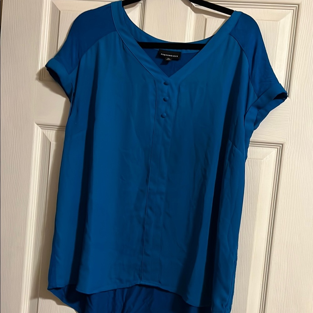 Fortune + Ivy Helina Mixed Material Blouse